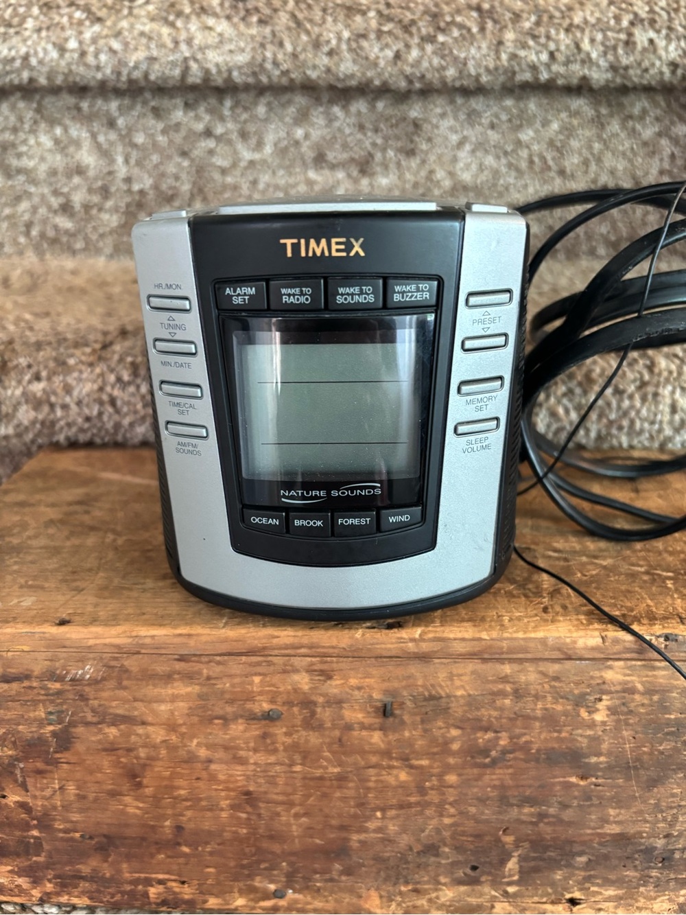 Timex Silver and Black Digital Alarm Clock with Nature Sounds